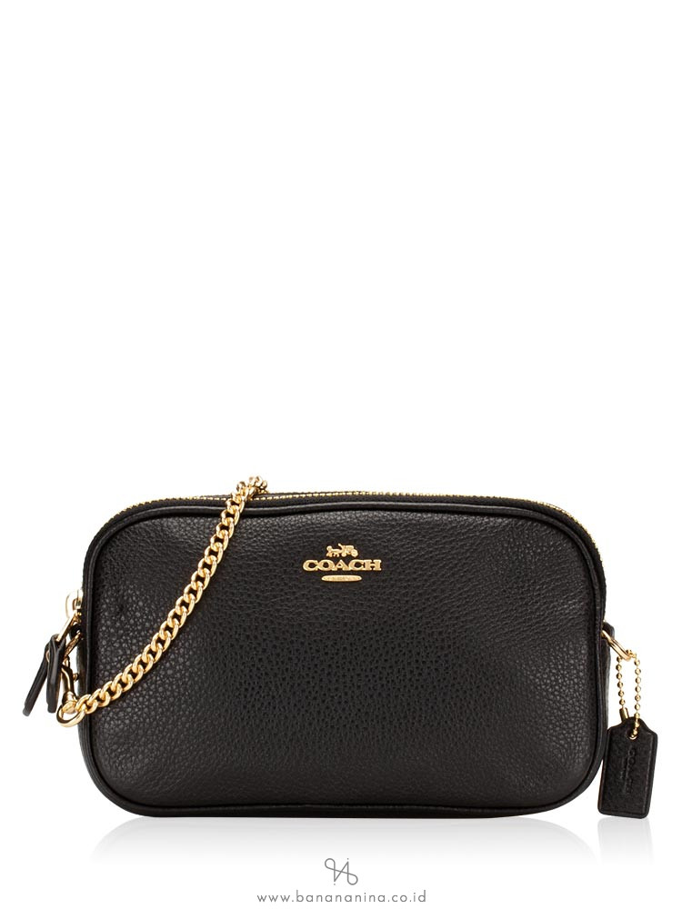 COACH 72490 Pebbled Leather Chain Crossbody Black