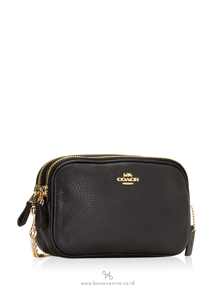 COACH 72490 Pebbled Leather Chain Crossbody Black