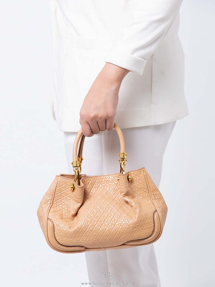 TOD'S Patent Leather Mini Crossbody Beige