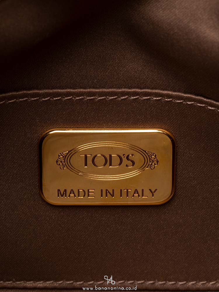 TOD'S Patent Leather Mini Crossbody Beige