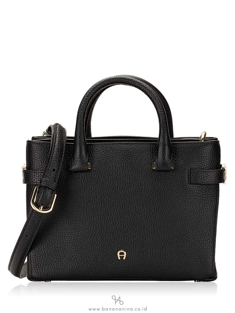 AIGNER Roma Small Double Zip Satchel Black