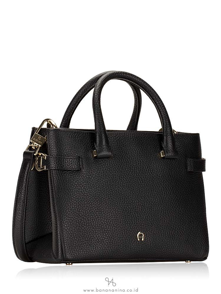 AIGNER Roma Small Double Zip Satchel Black