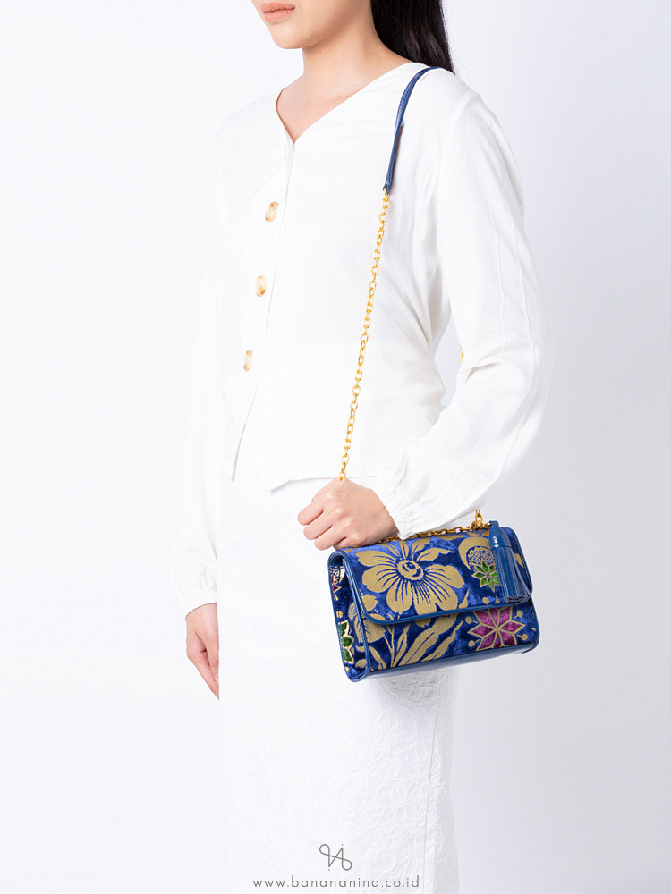 TORY BURCH Fleming Floral Small Shoulder Bag Velvet Cosmic Floral