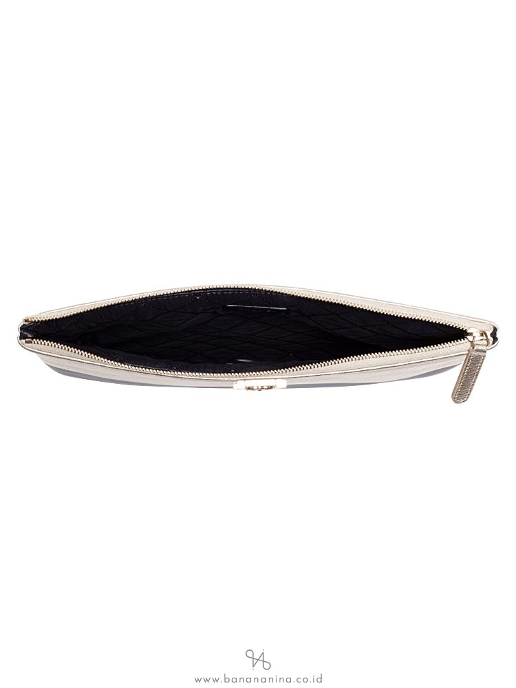 CHANEL Boy Two Tone O Case Clutch Black Gold
