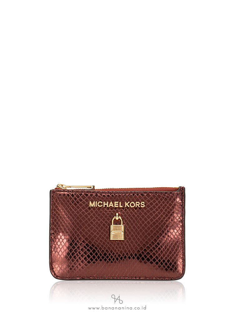 MICHAEL KORS Adele Embossed Leather Small Zip Coin Pouch Merlot