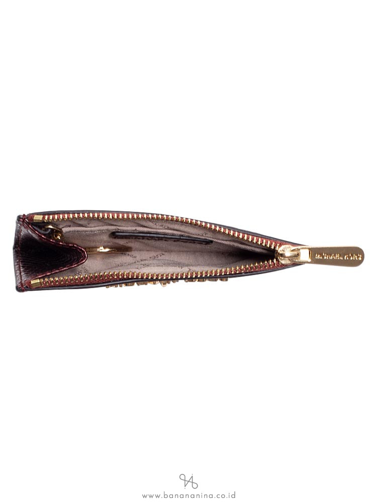 MICHAEL KORS Adele Embossed Leather Small Zip Coin Pouch Merlot