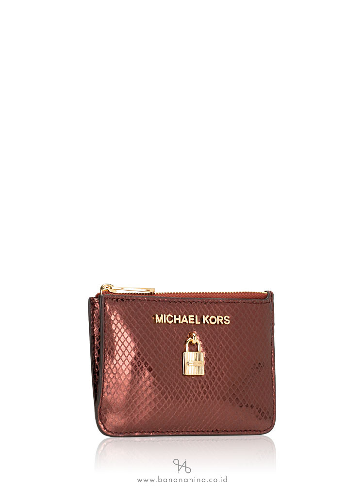 MICHAEL KORS Adele Embossed Leather Small Zip Coin Pouch Merlot