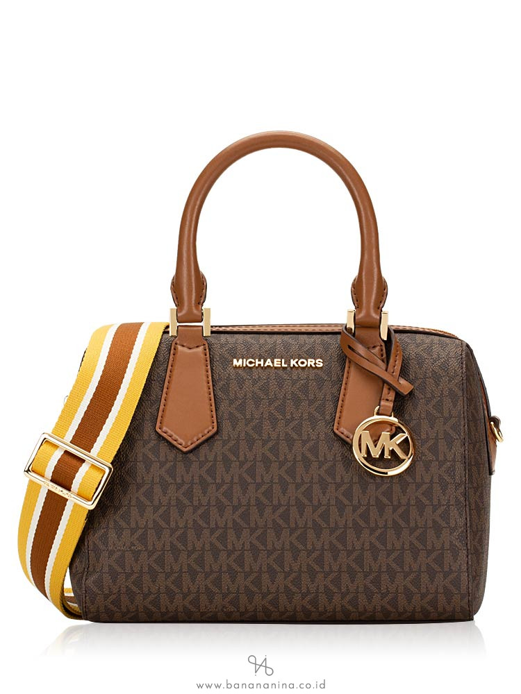 MICHAEL KORS Hayes Monogram Small Duffle Brown Acorn