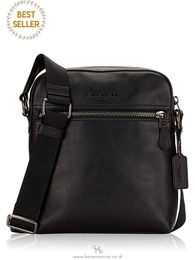 COACH Men 68014 Houston Leather Flight Bag Black