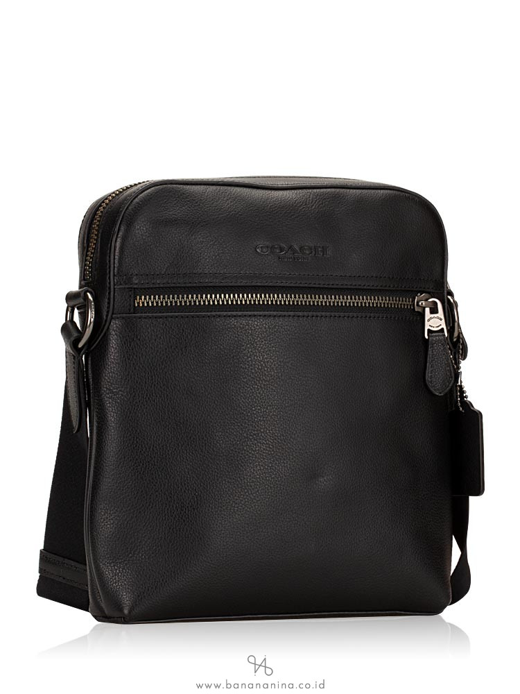 COACH Men 68014 Houston Leather Flight Bag Black