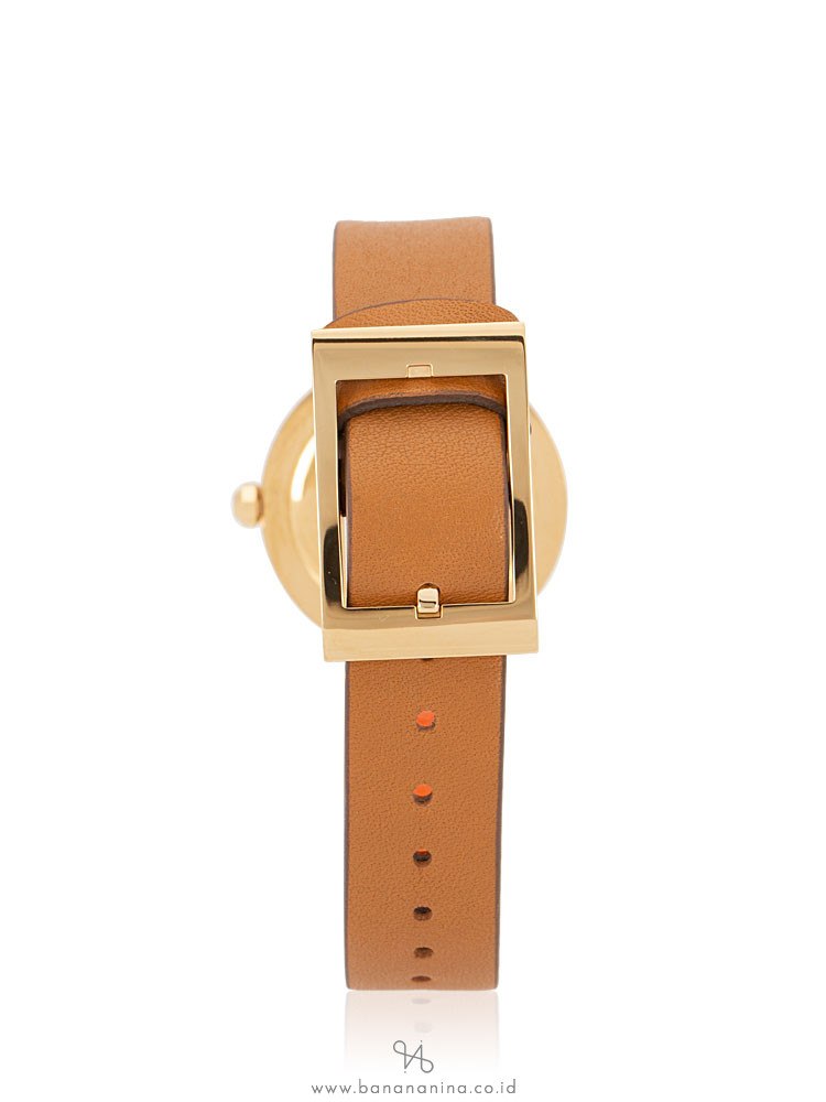 TORY BURCH TBW5300 Sawyer Twist Round Leather Strap Brown Orange