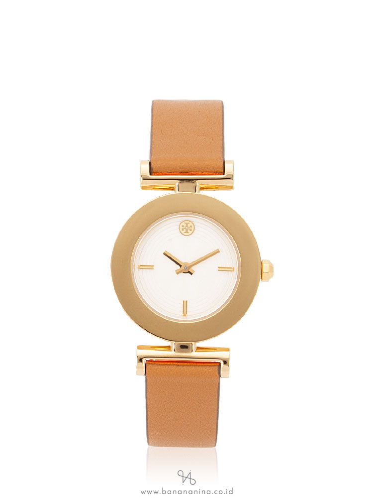 TORY BURCH TBW5300 Sawyer Twist Round Leather Strap Brown Orange