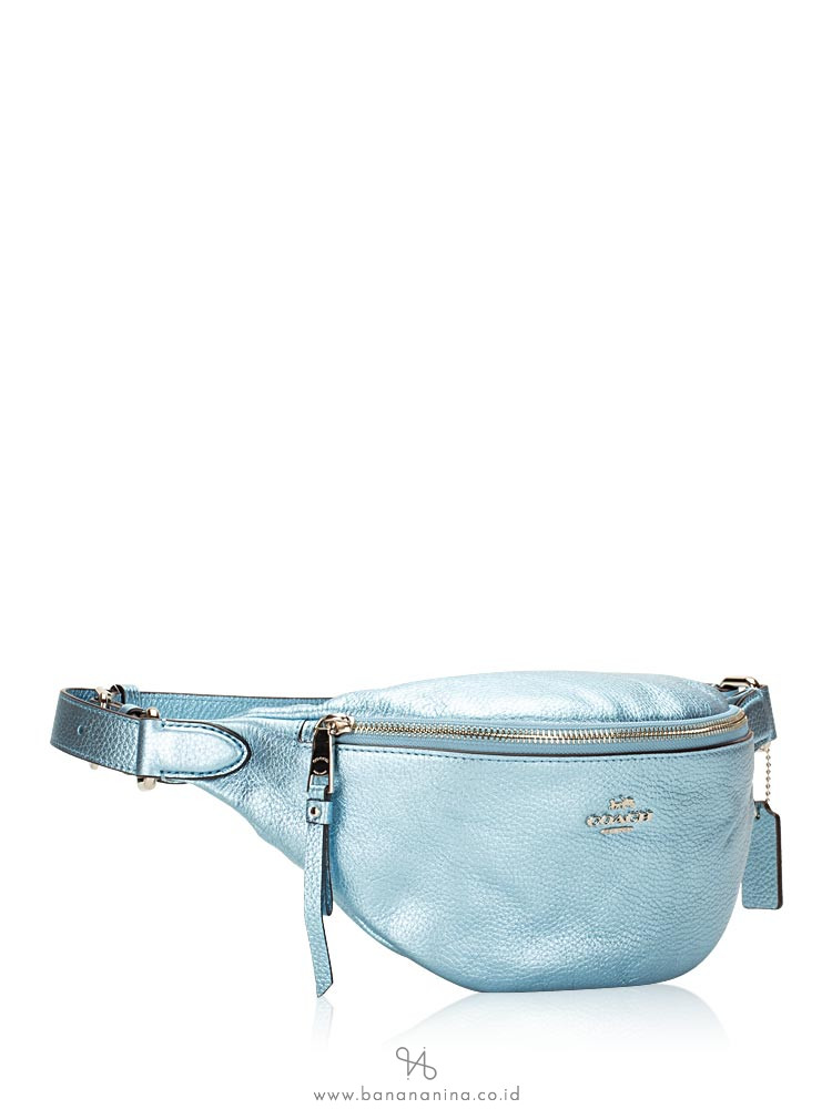 COACH 48739 Metallic Leather Belt Bag Ice