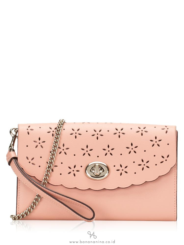 COACH 58072 Perforated Chain Crossbody Petal Strawberry