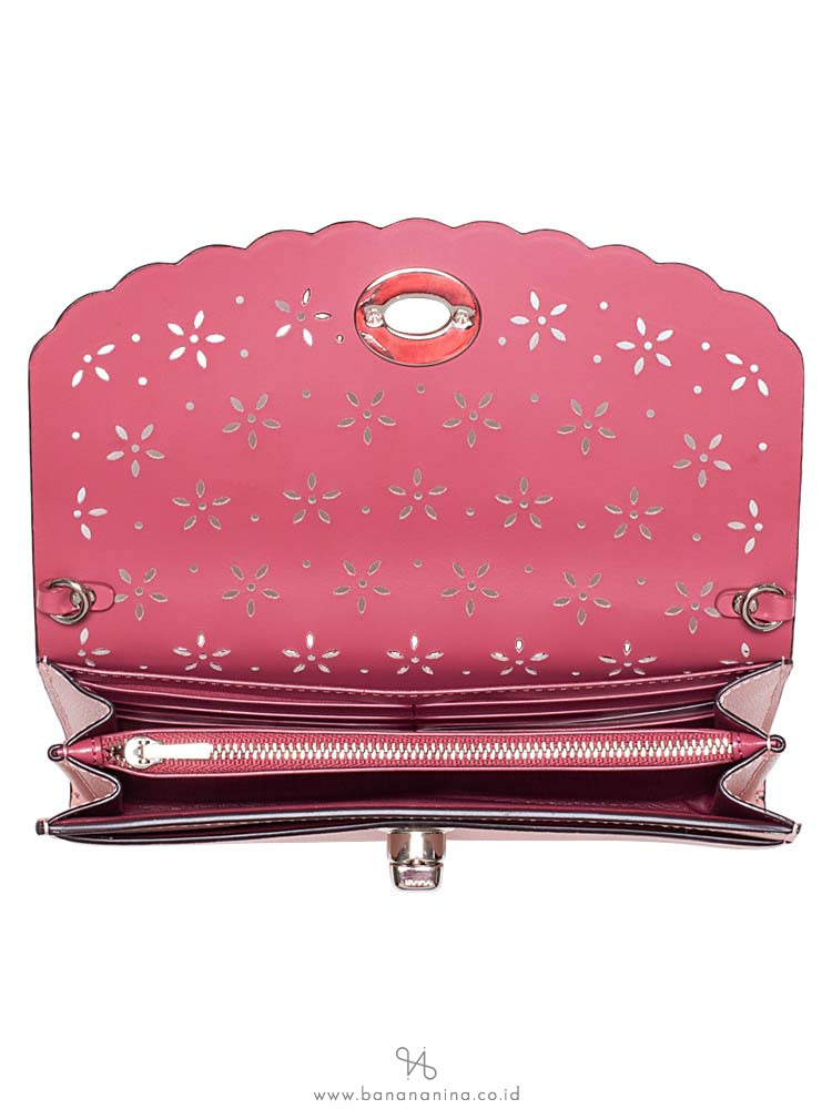 COACH 58072 Perforated Chain Crossbody Petal Strawberry