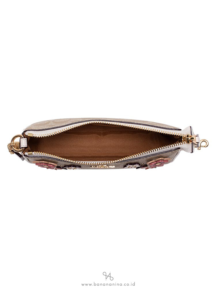 COACH 73371 Signature Floral Large Wristlet 19 Light Khaki Multi