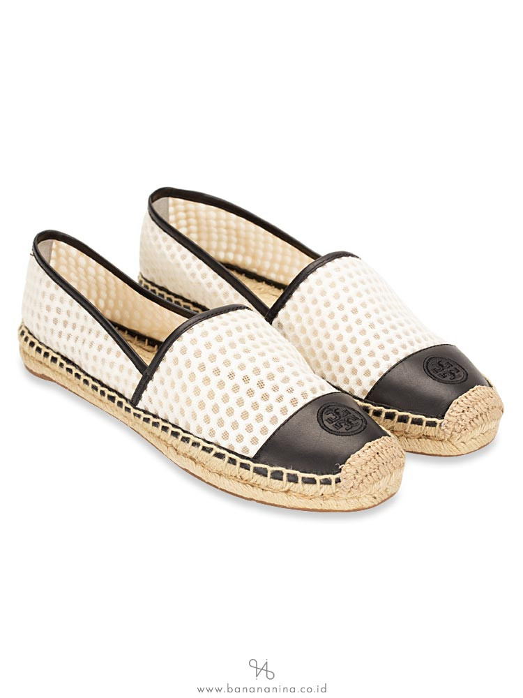 TORY BURCH Grenada A-Line Espadrilles White Black Sz 9.5