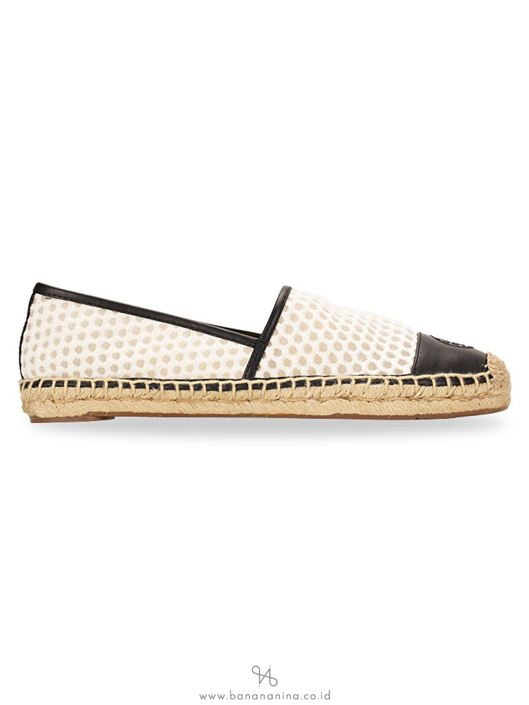 TORY BURCH Grenada A-Line Espadrilles White Black Sz 9.5