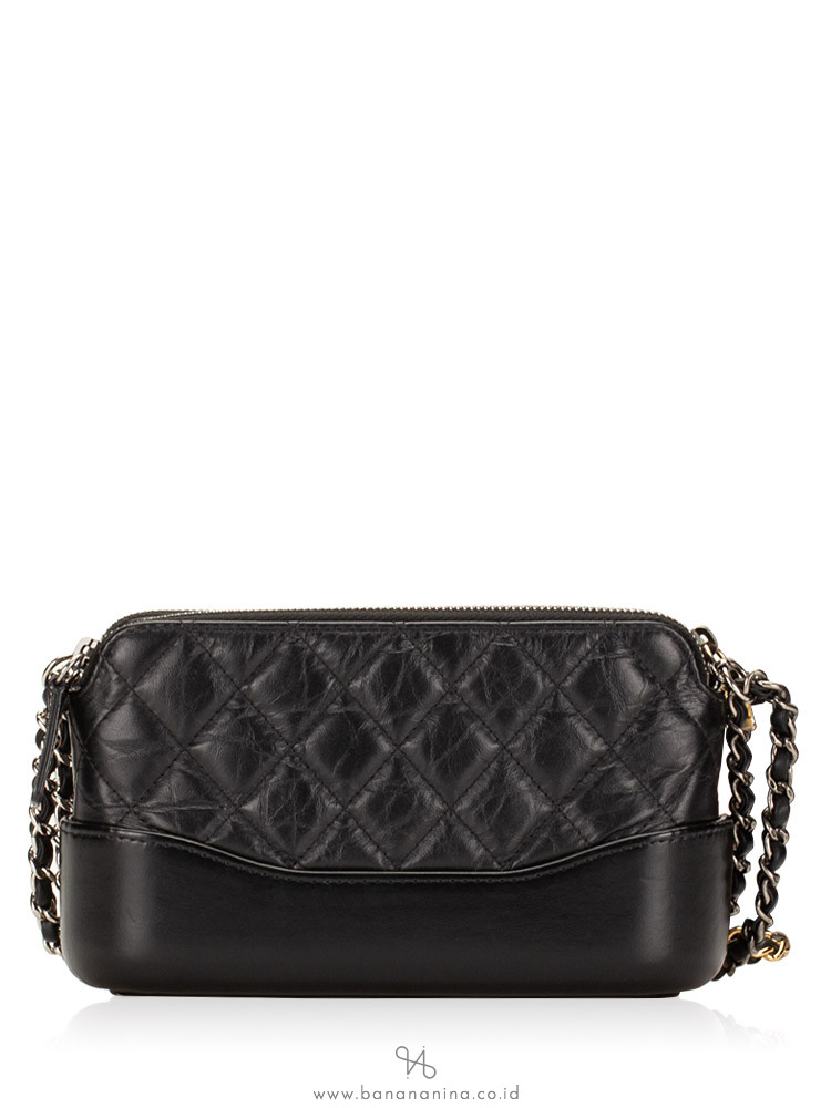 CHANEL Gabrielle Double Zip Clutch with Chain Black