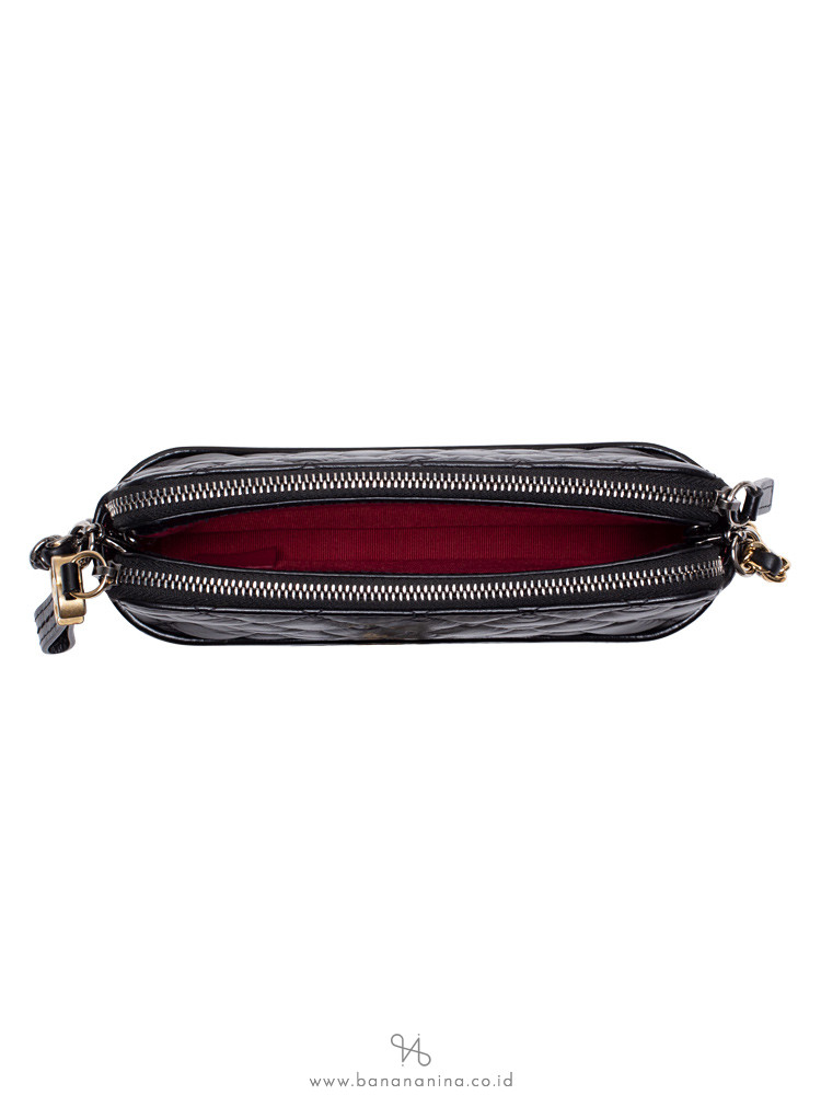 CHANEL Gabrielle Double Zip Clutch with Chain Black