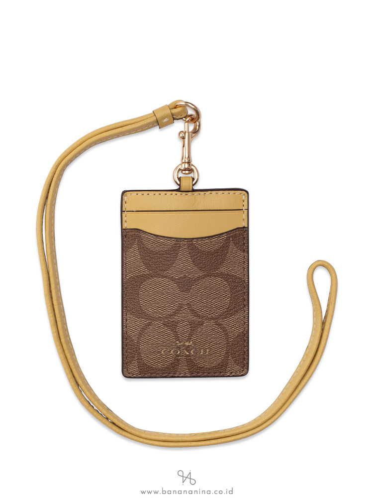COACH 63274 Signature ID Lanyard Khaki Sunflower