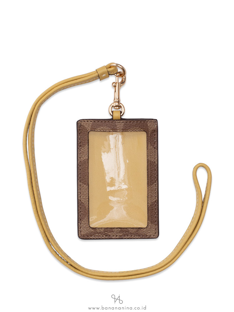 COACH 63274 Signature ID Lanyard Khaki Sunflower
