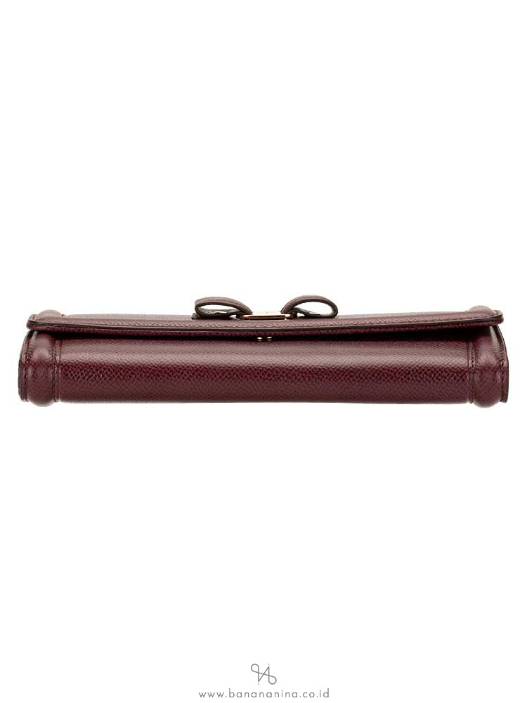 SALVATORE FERRAGAMO Vara Bow Continental Wallet Burgundy