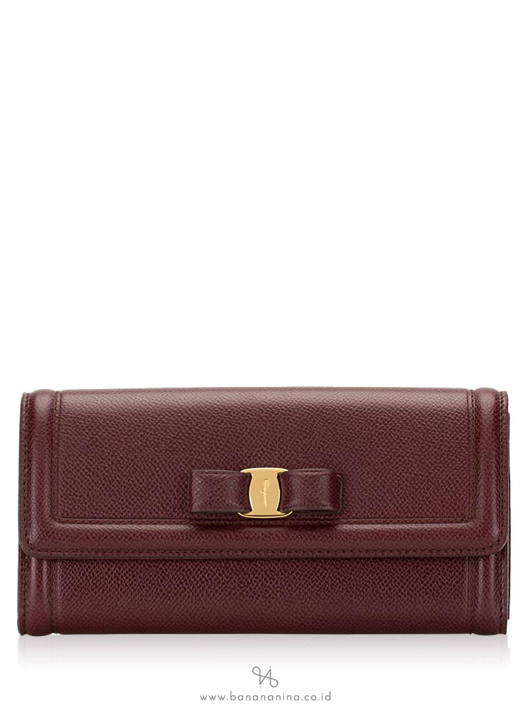 SALVATORE FERRAGAMO Vara Bow Continental Wallet Burgundy
