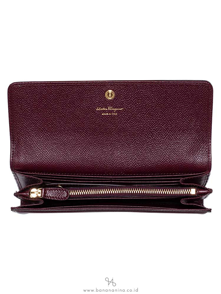 SALVATORE FERRAGAMO Vara Bow Continental Wallet Burgundy