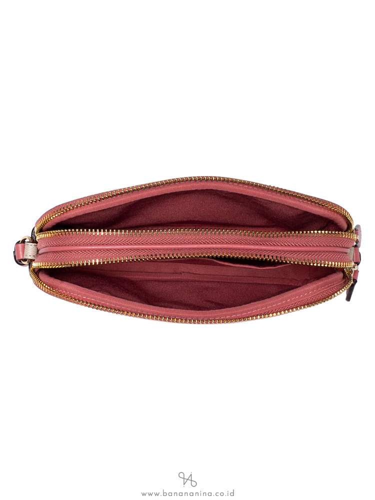 COACH 73007 Signature Lily Crossbody Pouch Light Khaki Pink Multi