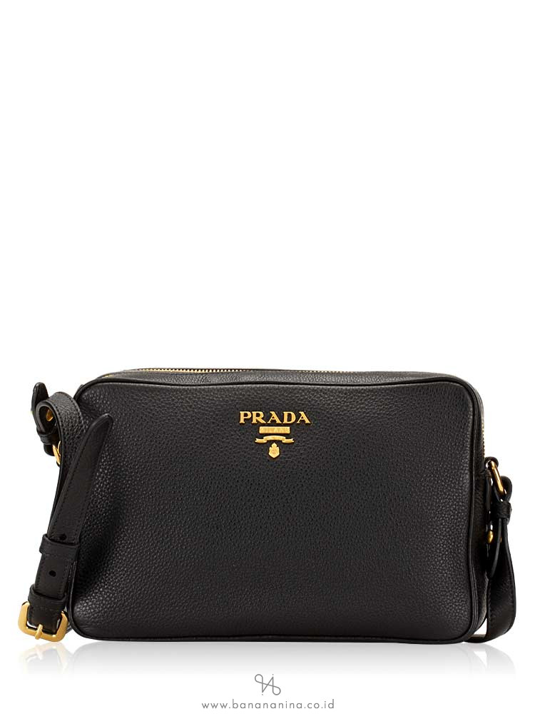 PRADA 1BH079 Vitello Phenix Crossbody Nero