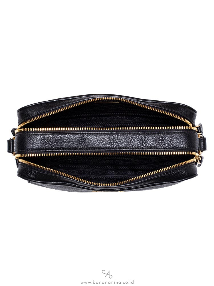PRADA 1BH079 Vitello Phenix Crossbody Nero