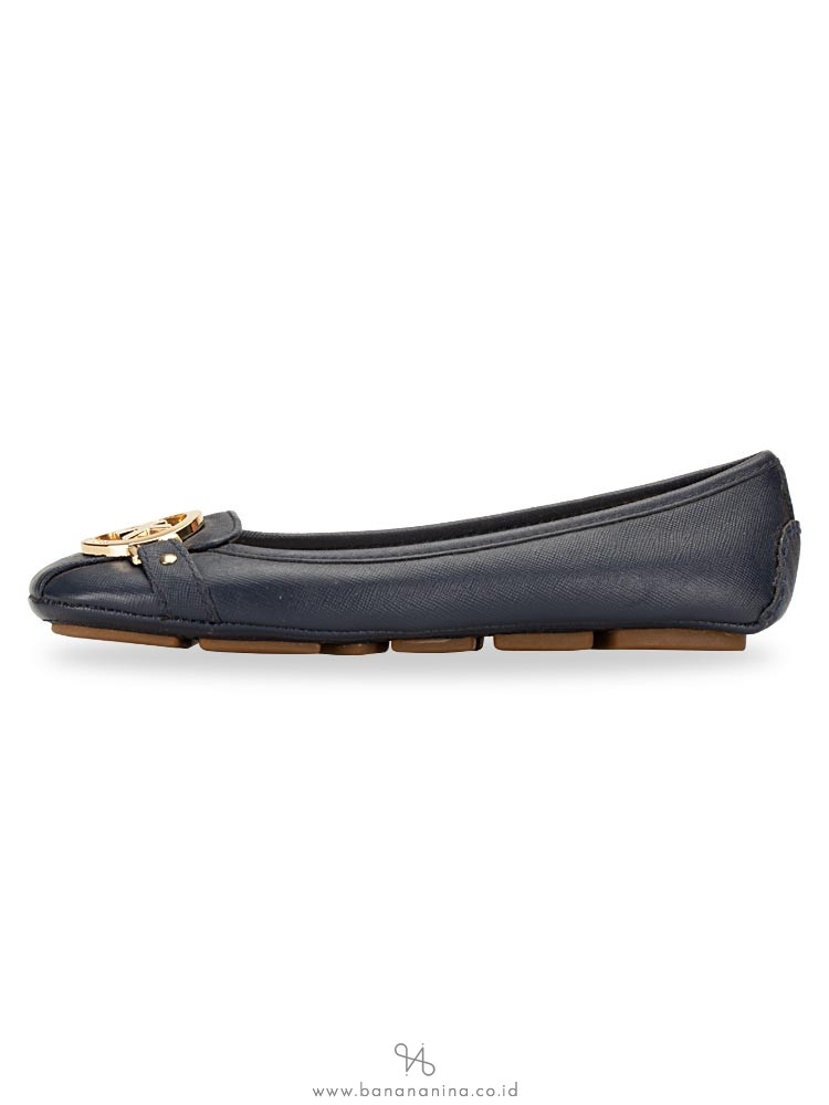 MICHAEL KORS Fulton Saffiano Flats Admiral Gold Sz 5.5