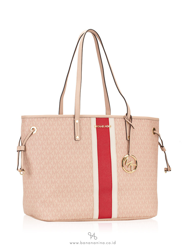 michael kors jet set travel large drawstring tote signature