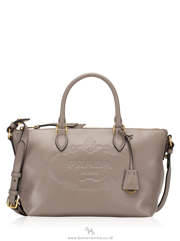 PRADA 1BA104 Glaze Calf Crossbody Argilla