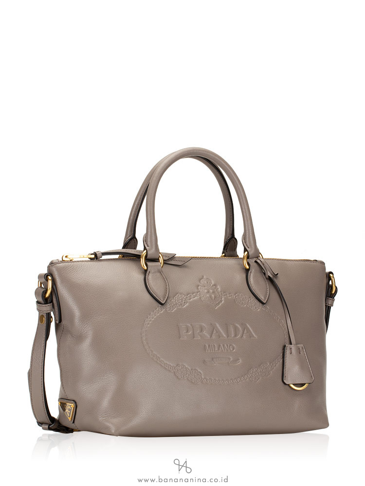 PRADA 1BA104 Glaze Calf Crossbody Argilla