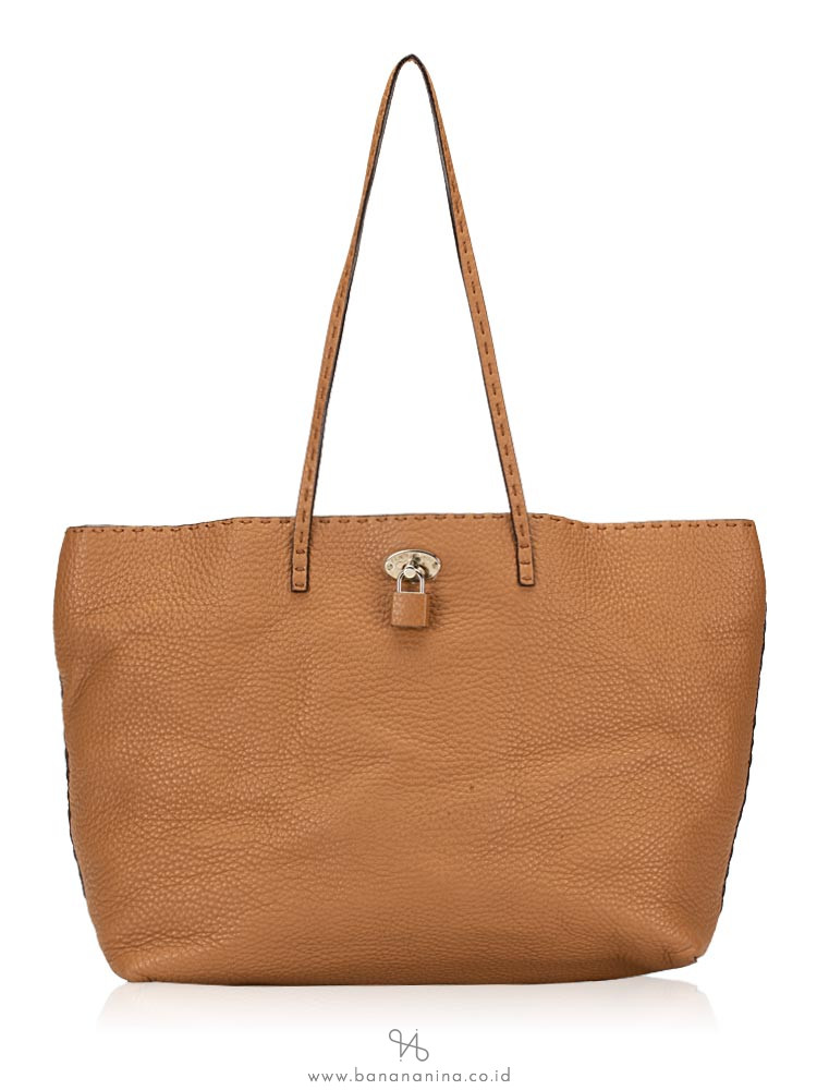 FENDI Selleria Leather Medium Carla Tote Brown