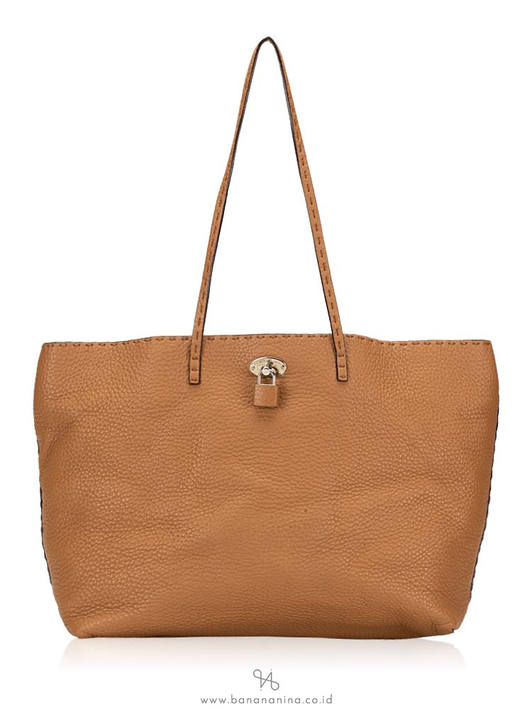 FENDI Selleria Leather Medium Carla Tote Brown