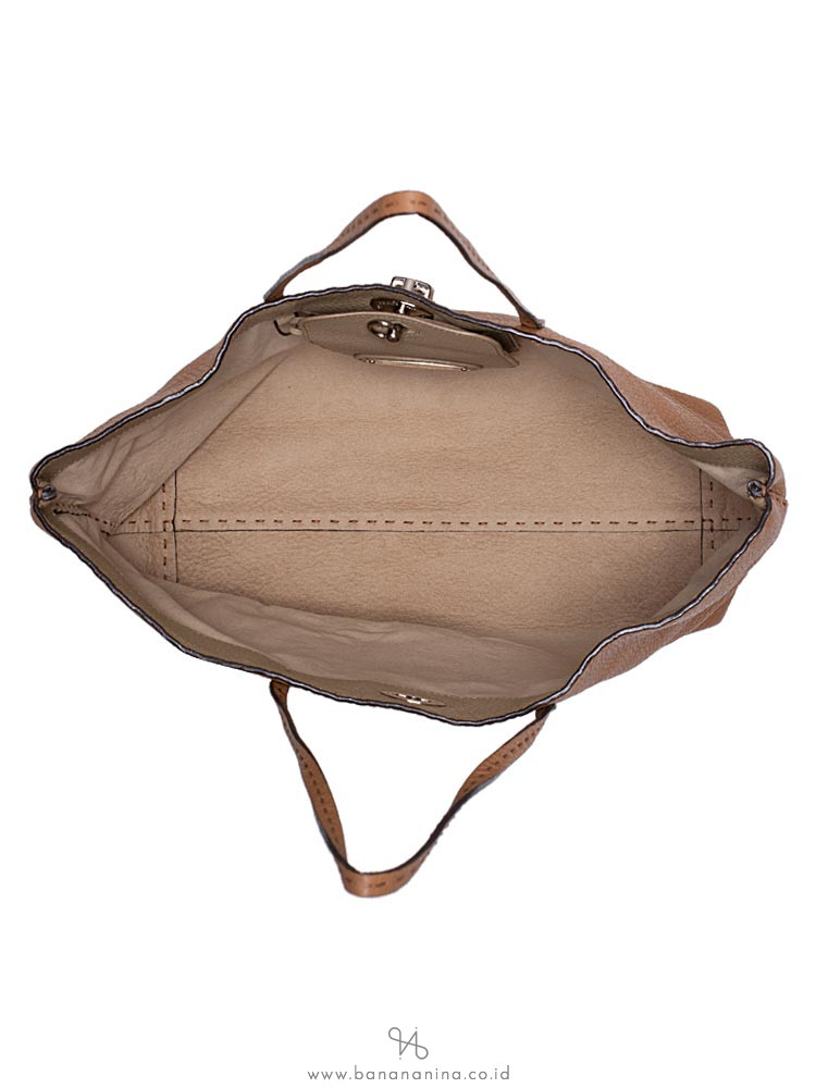 FENDI Selleria Leather Medium Carla Tote Brown