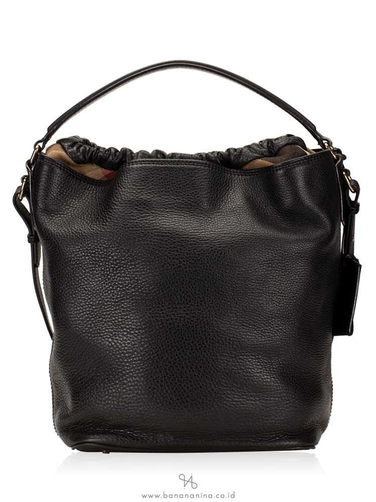 BURBERRY Grainy Leather Medium Susanna Hobo Black