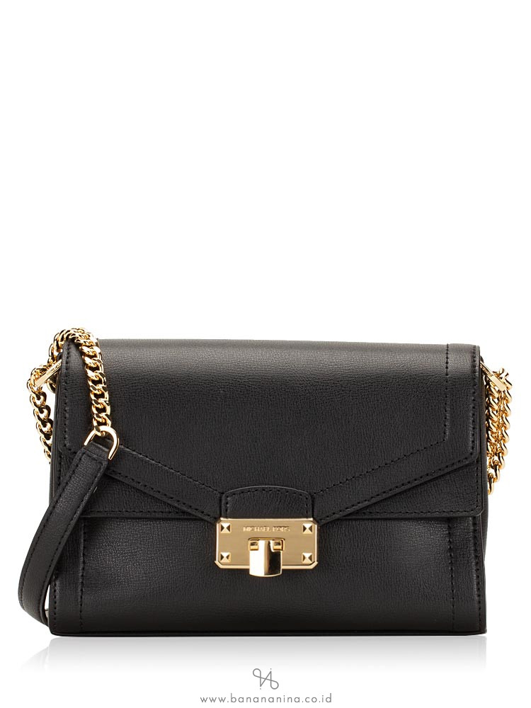 MICHAEL KORS Kinsley Leather Medium Shoulder Flap Black