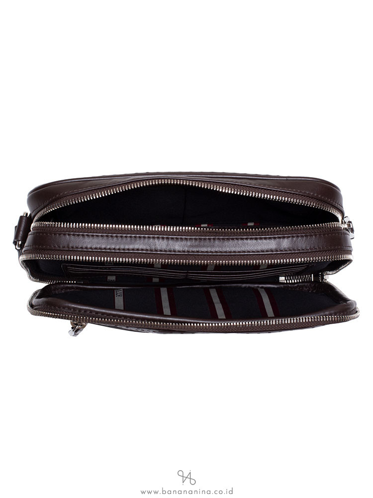 BALLY Men Thames Perforated Leather Clutch Brown