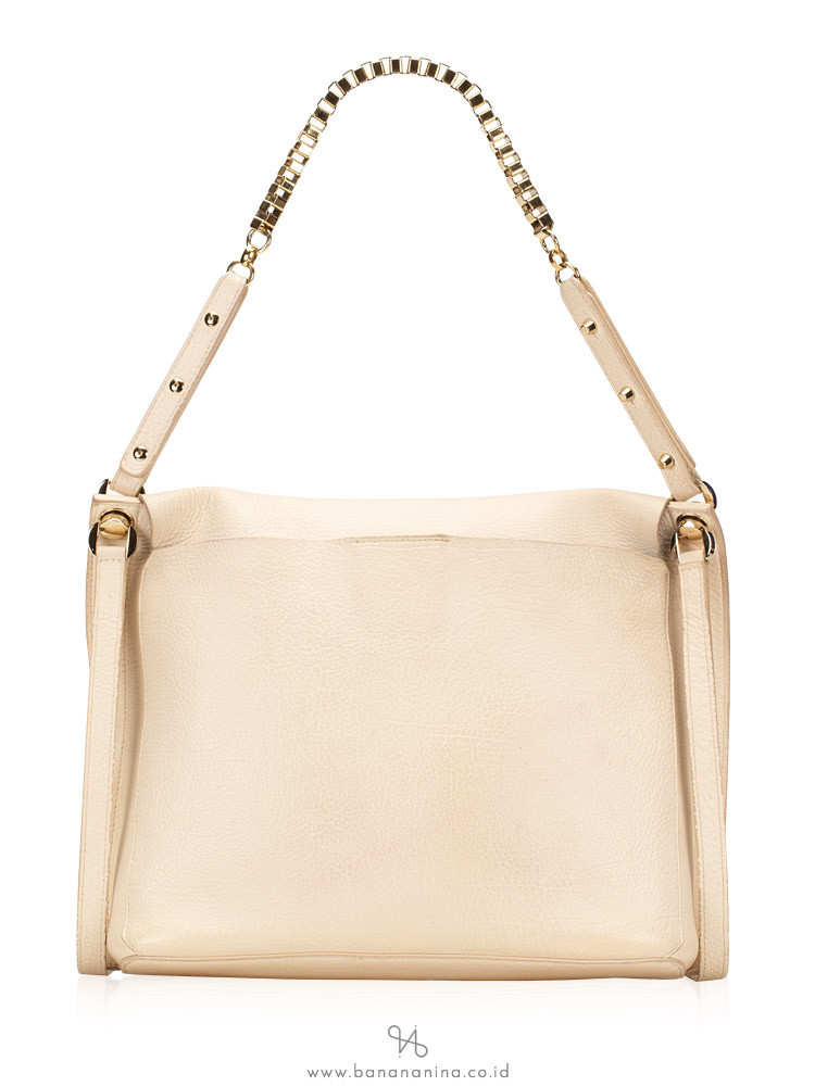 FURLA 2 Tone Leather Shoulder Flap Beige