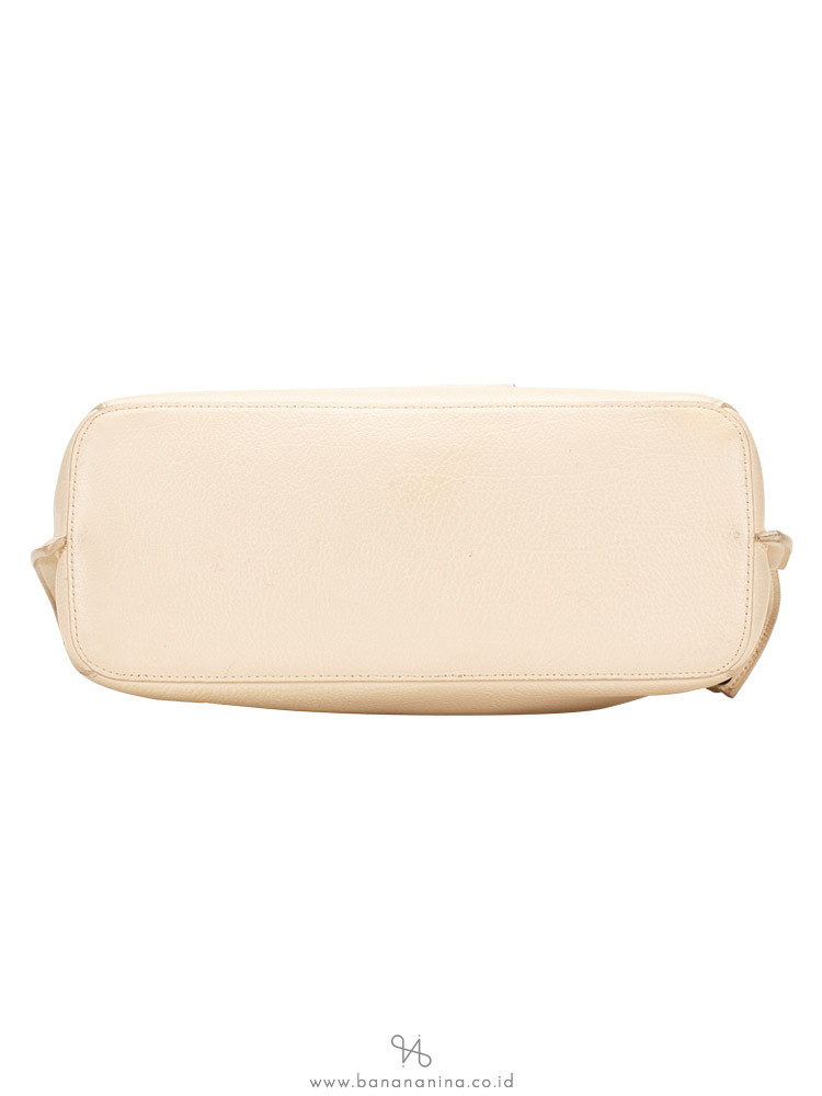 FURLA 2 Tone Leather Shoulder Flap Beige