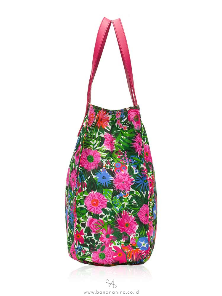 PRADA BN2851 Tessuto Stampato Tote Pink Floral