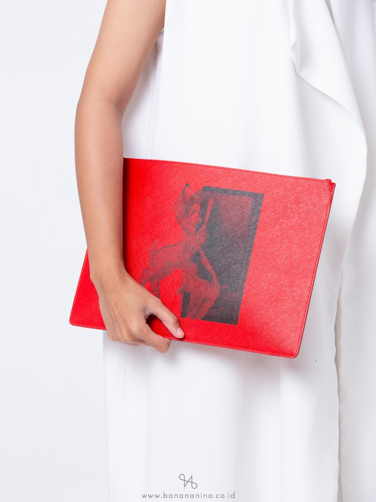 GIVENCHY Bambi Printed Large Pouch Red