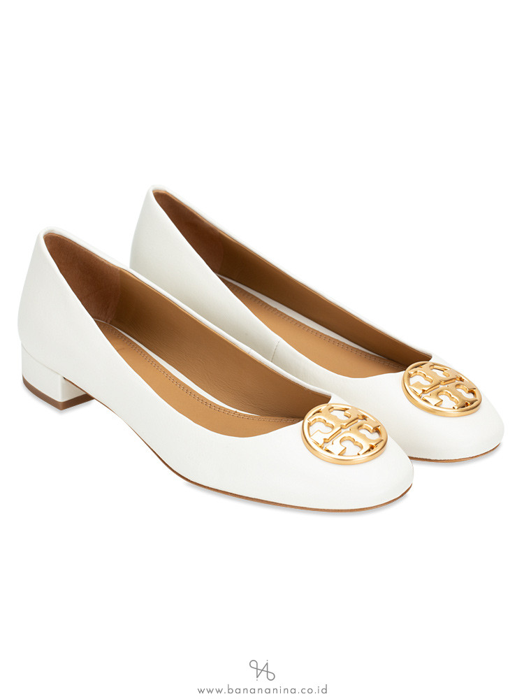 TORY BURCH Chelsea 25mm Heeled Ballet Flat Perfect Ivory Sz 9