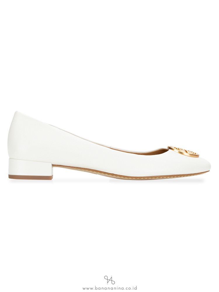 TORY BURCH Chelsea 25mm Heeled Ballet Flat Perfect Ivory Sz 9