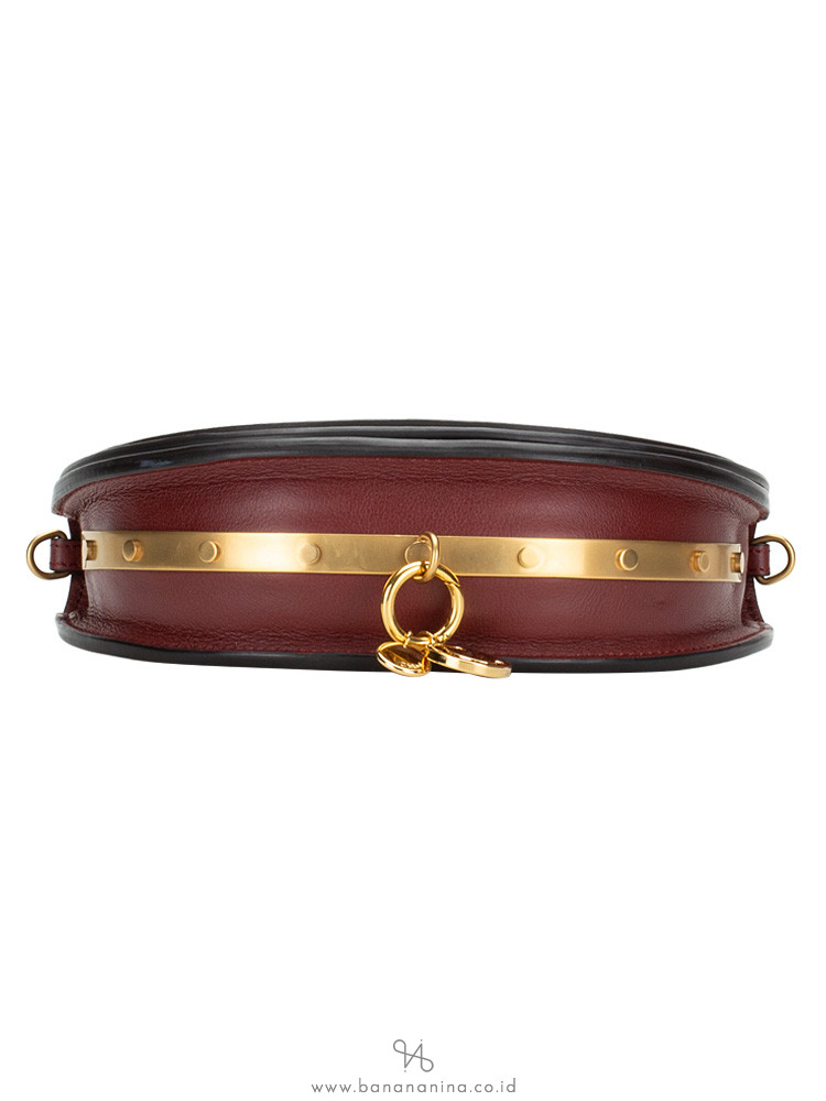CHLOE Calfskin Nile Minaudiere Bracelet Bag Maroon