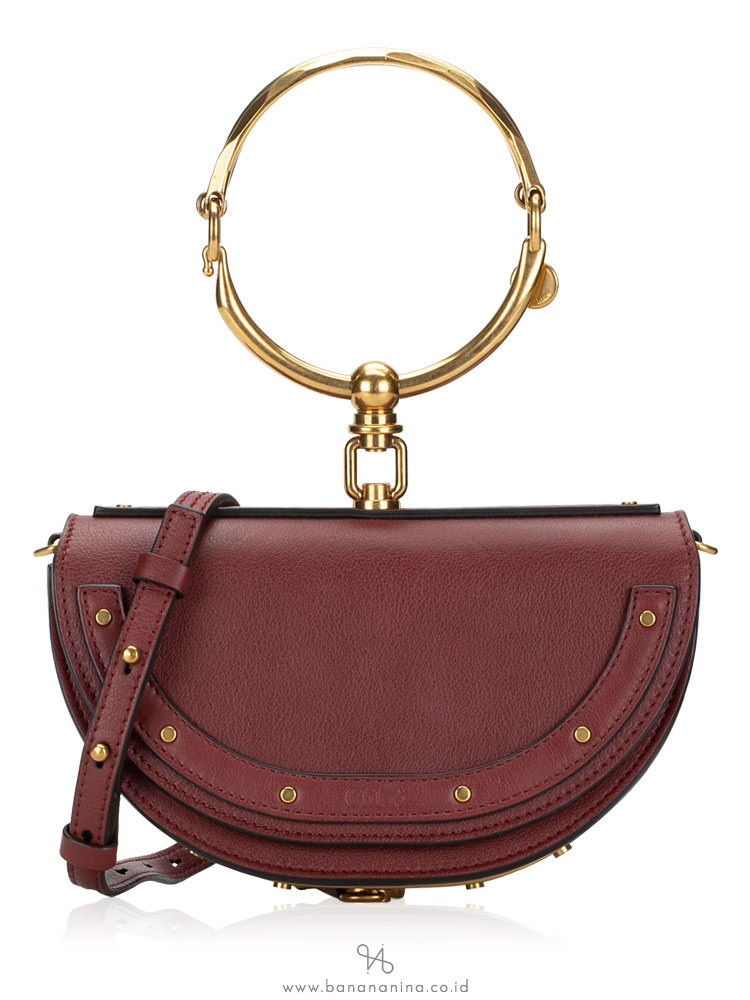 CHLOE Calfskin Nile Minaudiere Bracelet Bag Maroon